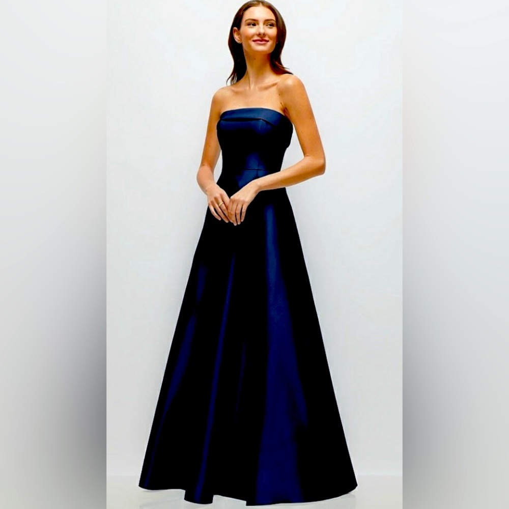Alfred Sung: Strapless Cuff Satin Gown (NWT)